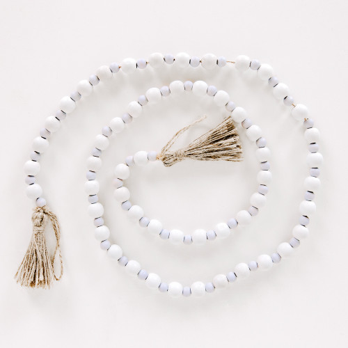 48" X .5" Wood Bead Garland, White/Black