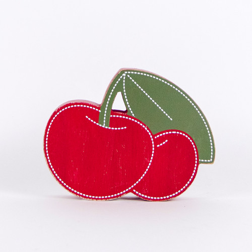 6" X 4.25" X 1.5" Chunky Wood Shape (Cherry) Red/Green/White