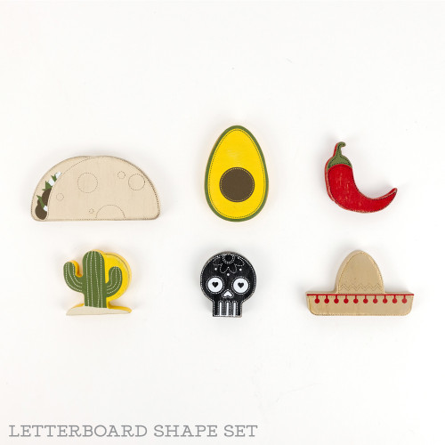 3" X 1.75" X .25" Wood Shapes Set of 6 (Mexico) Multicolor