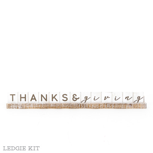 20" Wood Ledgie Kit (Thanksgiving) White/Brown