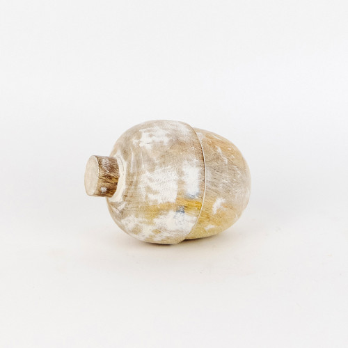 3" X 4.5" X 3" Mango Wood Shape (Acorn) Natural/White