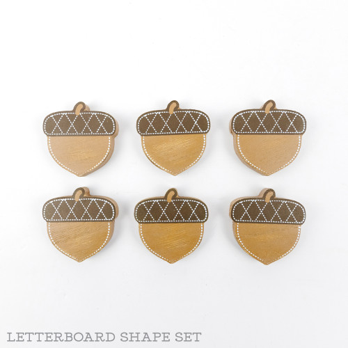 1.75" X 1.75" X .25" Wood Shapes Set Of Six (Acorn) Brown