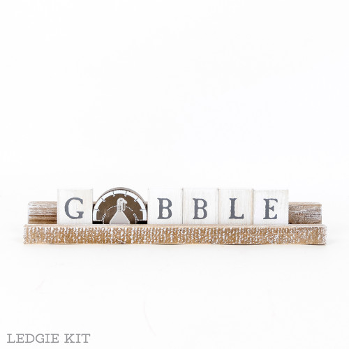 12.75" X 2" X 1" Wood Ledgie Kit (Gobble) White/Gray/Brown/Natural