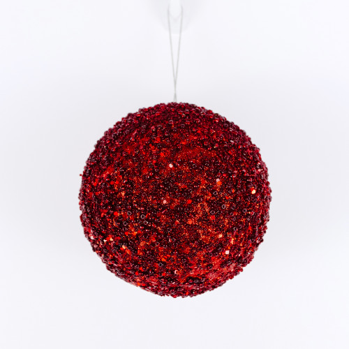 6" Jewel Ball Ornament, Red