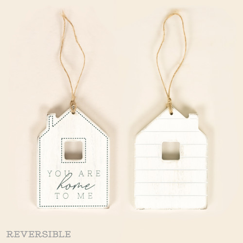 2.75" X 5" X .25" Reversible Wood Tag (You Are Home To Me) White/Gray