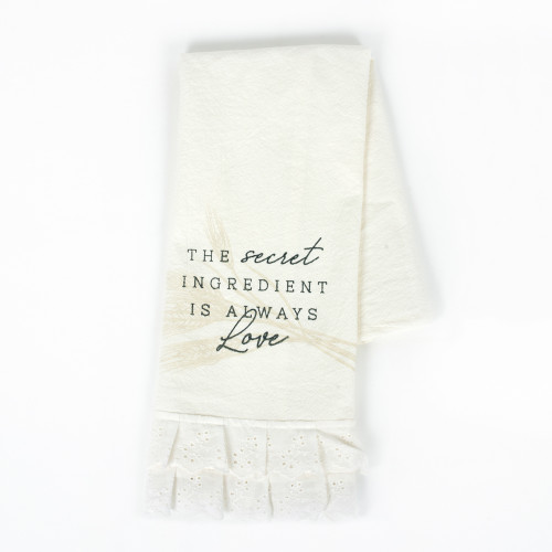 17" X 24" Dish Towel (Secret Ingredient Is Love) White/Gray/Tan