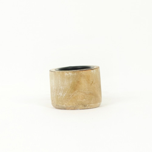2.5x2x2.5 mngo wd tea light hldr (RND) ntrl/bk