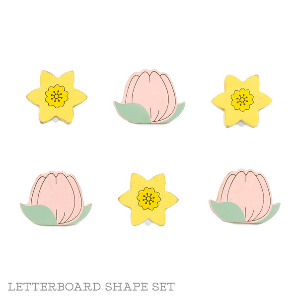 3x2x.25 wood shape s/6 (TULIPS/DAFFODILS) multi