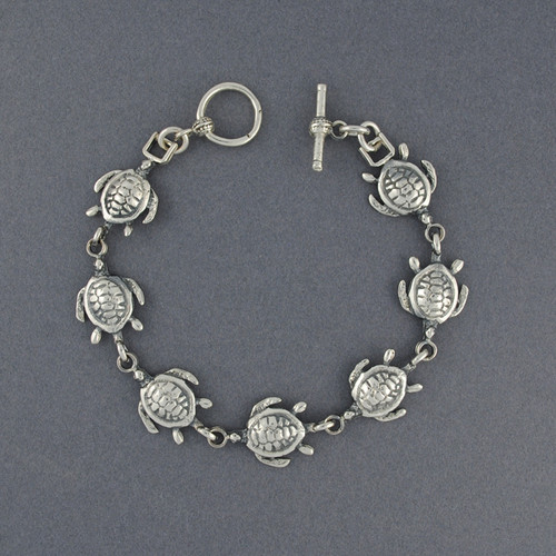 Sterling Silver Antiqued Turtle Bracelet