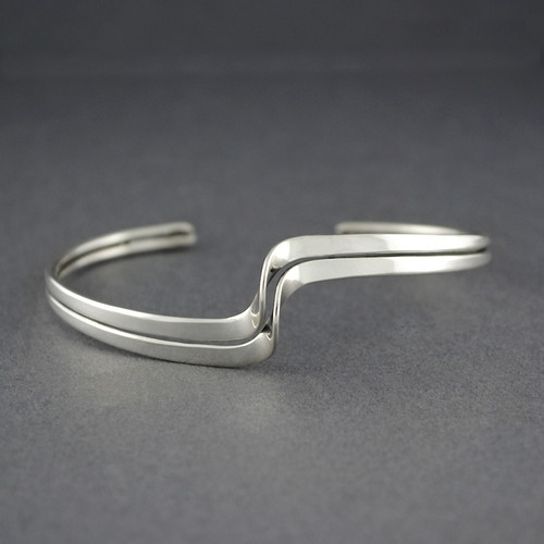 Sterling Silver Double Wave Cuff