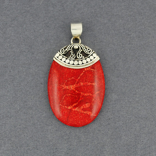 Coral Oval Pendant