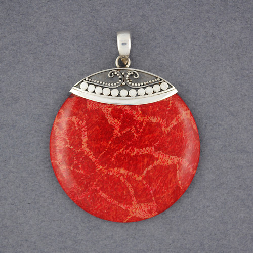 Coral Large Round Pendant