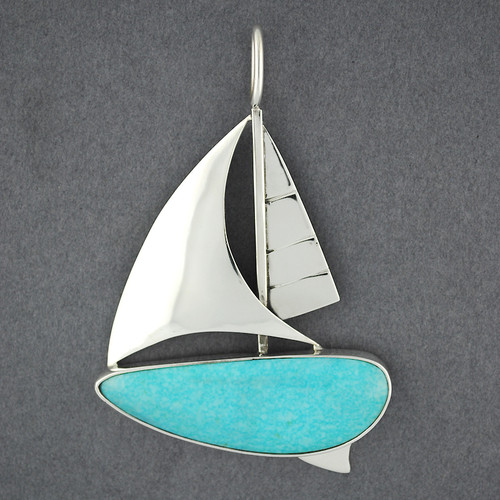 Large Sailboat Pendant with Turquoise