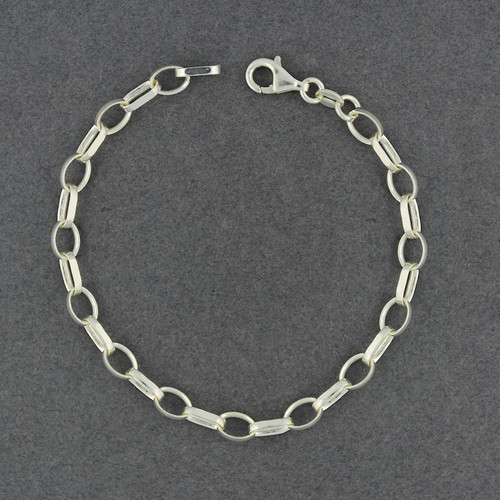 Sterling Silver Thin and Wide Oval Link Bracelet
