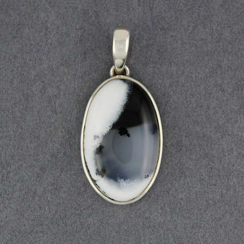 Sterling Silver Dendrite Agate Small Oval Pendant