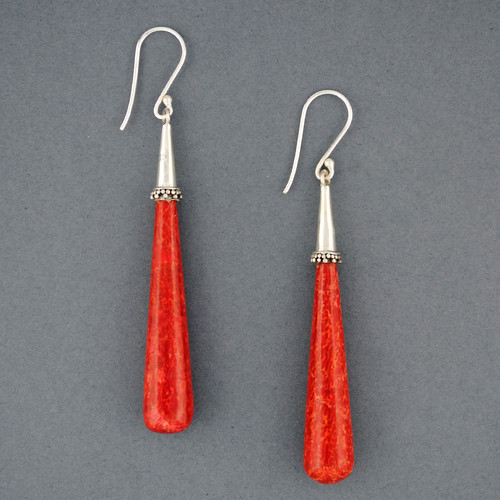 Coral Long Rounded Drop Earrings