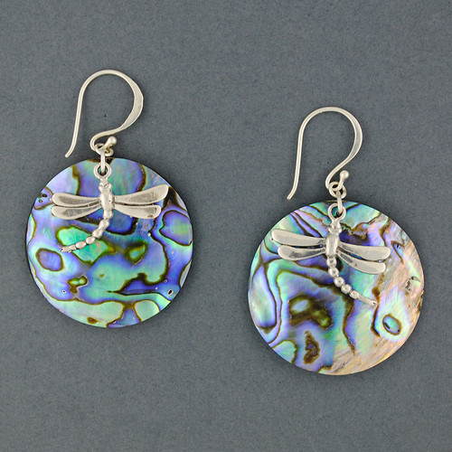 Abalone Dragonfly Charm Earrings