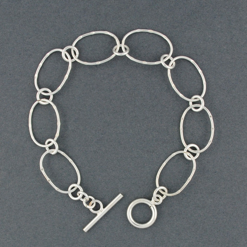 Sterling Silver Notched Ovals Bracelet