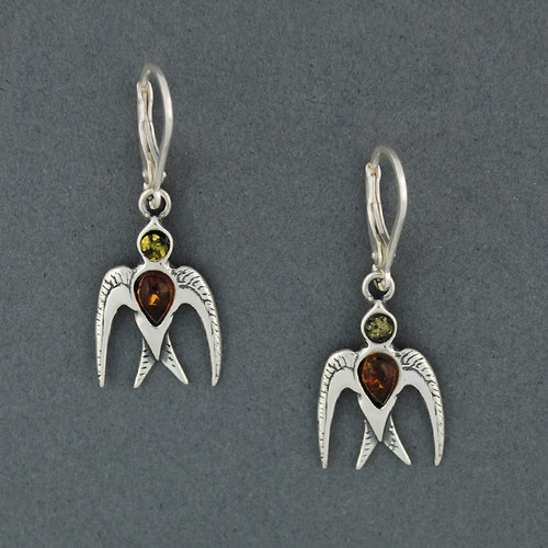 Amber Multi Color Bird Earrings