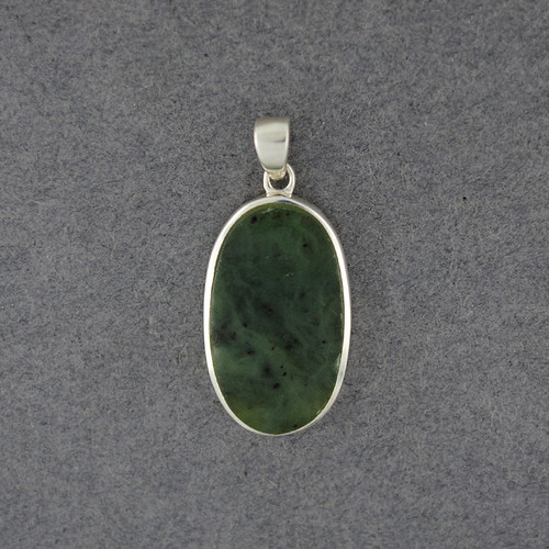 Sterling Silver Alaskan Jade Large Oval Pendant