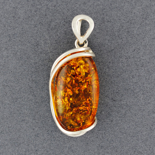 Amber Wrapped Oval Pendant
