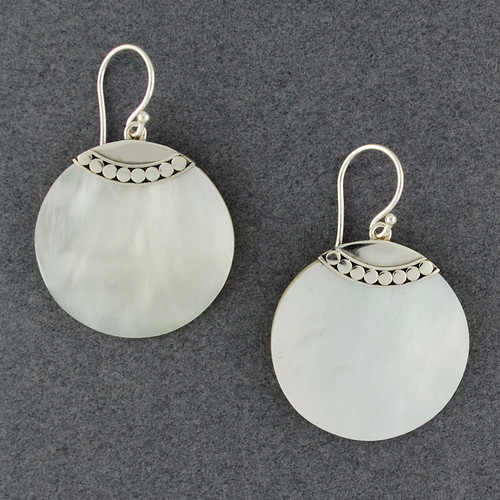 Mother of Pearl Medium Dotted Disc Earrings
