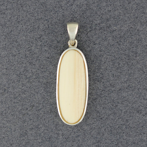 Sterling Silver Mammoth Ivory Long Oval Pendant