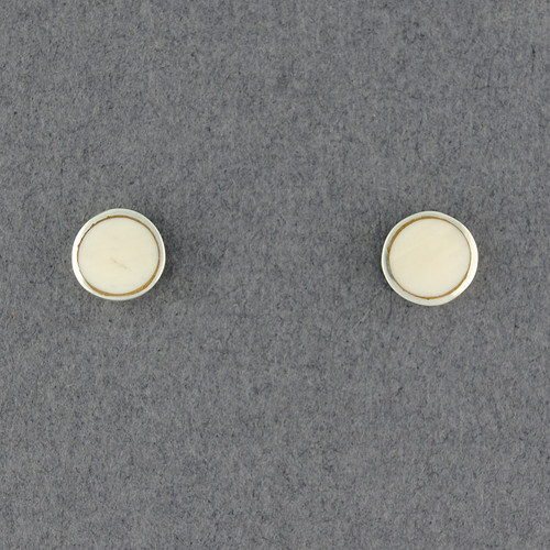 Sterling Silver Mammoth Ivory Circle Post Earrings