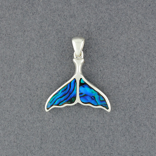 Sterling Silver Paua Whale Tail Pendant