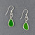Sterling Silver Green Sea Glass Circle Drop Earrings