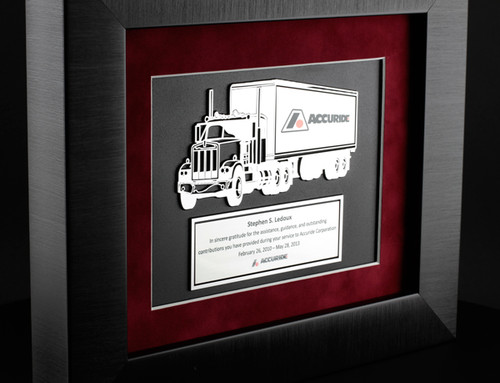 Custom Framed Plaque award for truck drivers safety