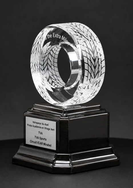 Crystal Tire truck driver Award 29TRE on wood base
