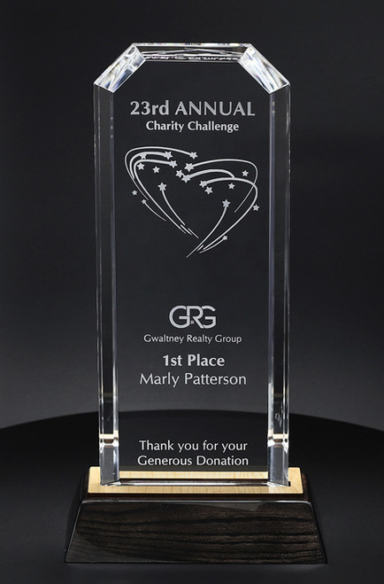 Large Crystal Tower Award Trophy personalized