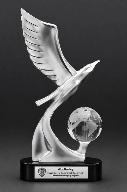Silver eagle 3 dimensional Leadership award  engraved as a recognition trophy