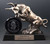 Bronze Bull award charging over the thick round crystal personalized with your logo and text to recognize employees