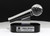solid crystal microphone atop black crystal base with custom printed plaque for recognition trophy