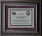 custom framed plaque award with plum suede and black print for walmart