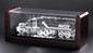 Large Solid wood trophy case with full dimensional crystal semi truck as a  recognition award for great truck drivers