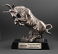 Charging Bronze Bull Sculpture Award Trophy personalize to recognize employees