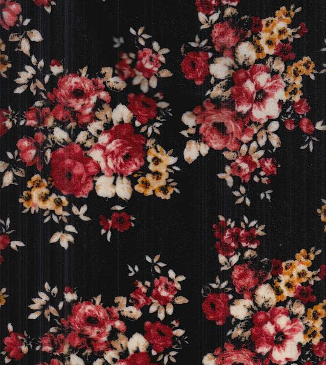 Unique Black Velvet Rose Flower Lace Fabric by the Yard - OneYard