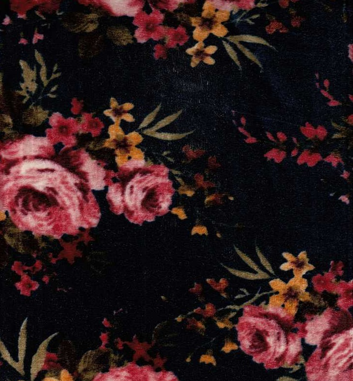 Floral Knit Velvet Fabric - Velvet Ptf031 Navy-Mauve - Fabrics by
