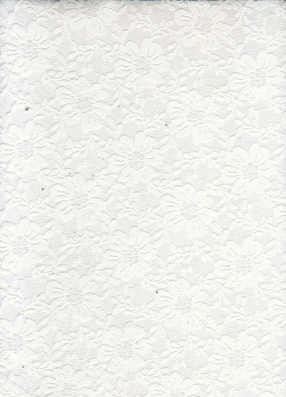 Floral Knits Lace Fabric- Lace-60 White - Fabrics by the Yard
