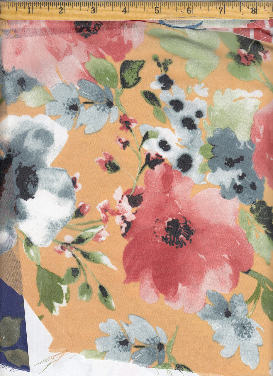 Floral Woven Hi Multi Chiffon Fabric - Hi Multi F1303 Yellow