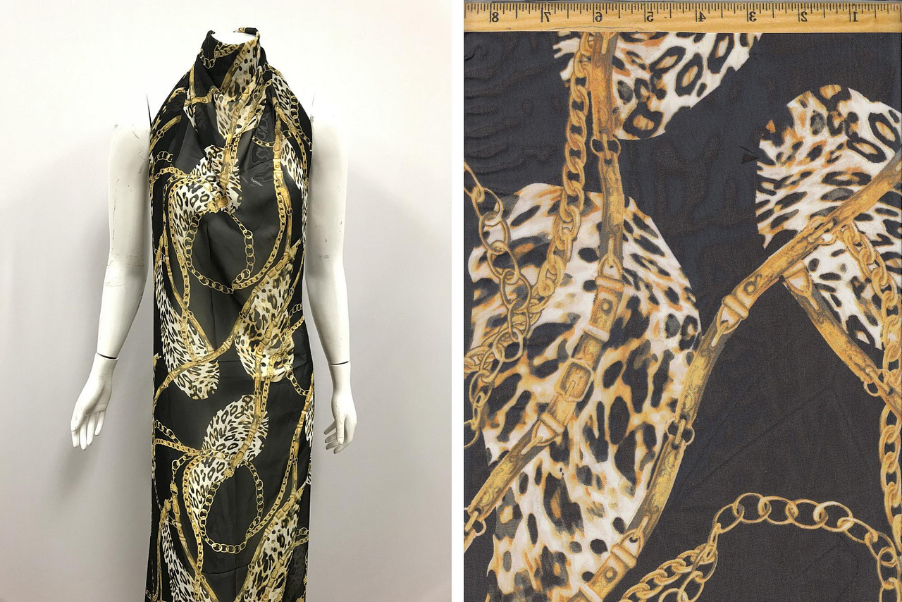 Versace Woven Hi Multi Chiffon Fabric Hi Multi V1060 BlackGold