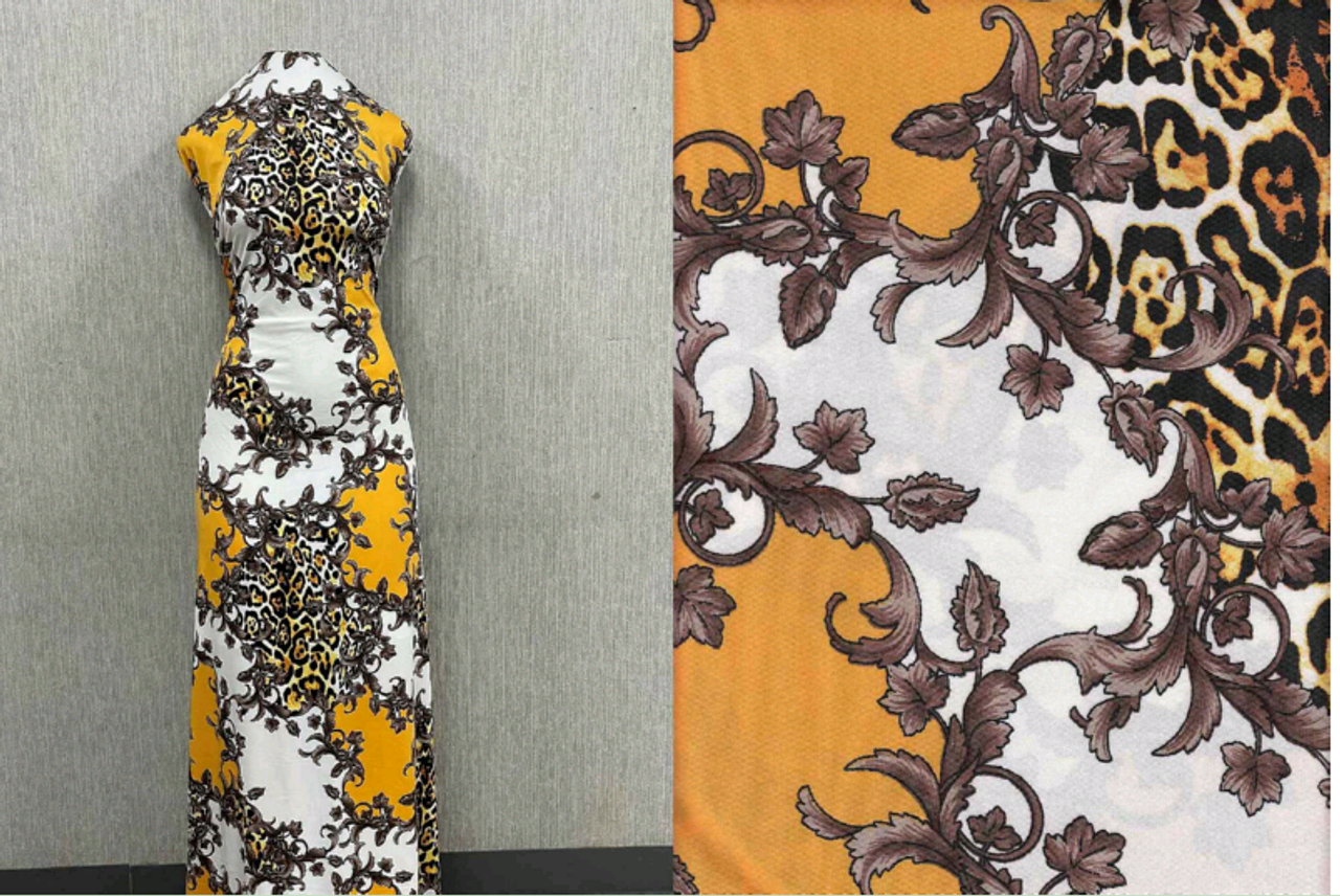 VERSACE Knit DTY Fabric - DTY V7084- YELLOW - Fabrics by the Yard