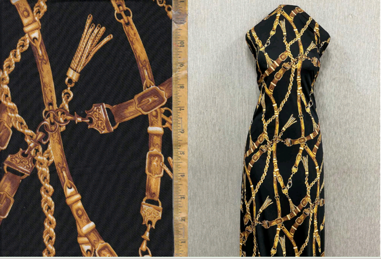VERSACE Knit DTY Fabric - DTY V1622 - BLK-GOLD