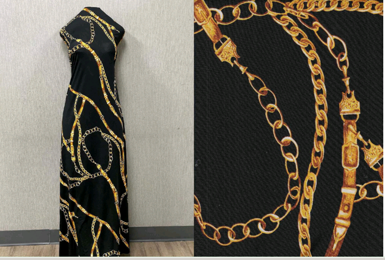 VERSACE Knit DTY Fabric - DTY V1623-BLK-GOLD-TPE