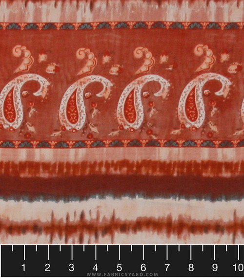 Paisley Tie Dye Woven Fabric - Challi Ptpa812 Rust
