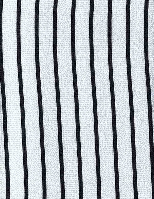 Stripe Woven Bubble Crepe Fabric - Bubble Crepe S0025 Ivory-Black