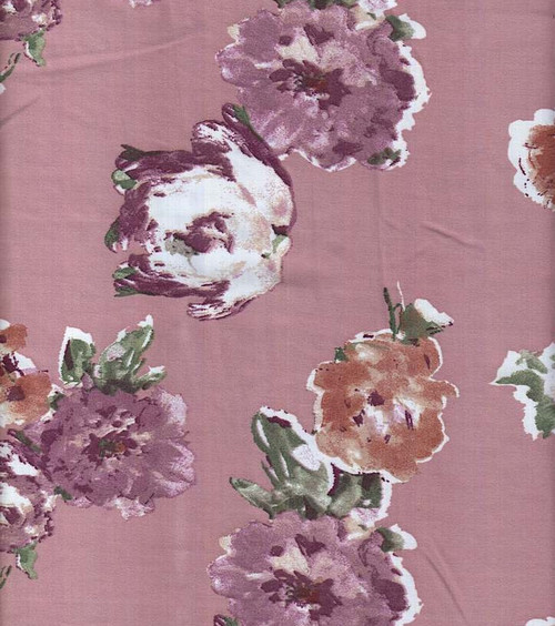 Floral Knit Dty Brushed Polyester Knit Spandex Fabric- DTYBRUSHF8139 Blush-Mauve